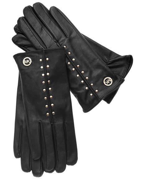 michael michael kors leather with logo gloves with touch tips|michael kors leather gloves ladies.